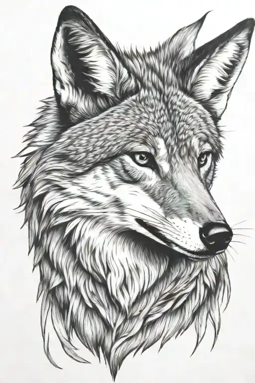 coyote head tattoo design idea