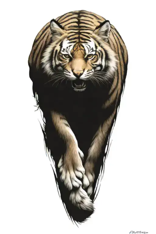 Fox full body tiger tattoo design idea