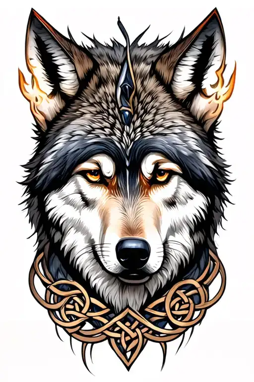 celtic warrior with wolf tattoo design idea
