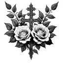 Vine Roses and cross Gothica for arm sleeve art tattoo tattoo design idea