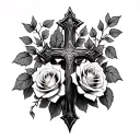 Vine Roses and cross Gothica for arm sleeve art tattoo tattoo design idea