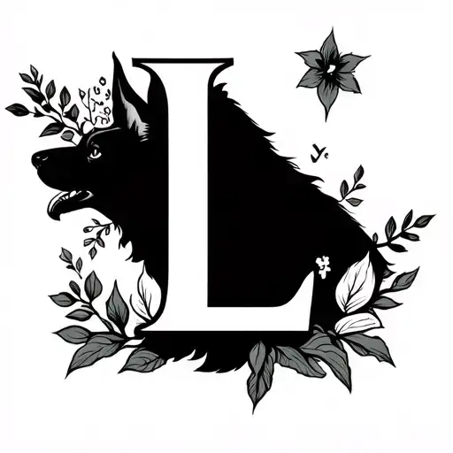 the letter L on forarm for a male in remembrance of a dog tattoo design idea