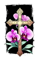 orchid and cross tattoo tattoo design idea
