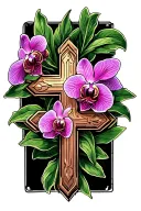 orchid and cross tattoo tattoo design idea