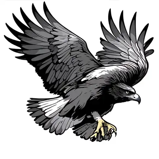 birds of prey hawk flying tattoo design idea