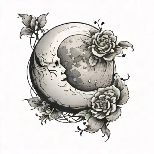 write moon in mandarin, delicate and feminine tattoo design idea