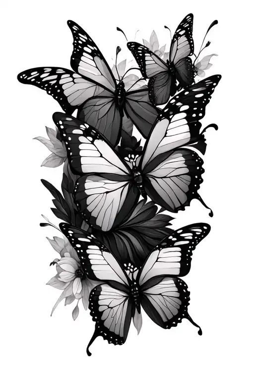 3 gothic butterfly's flying away tattoo design idea