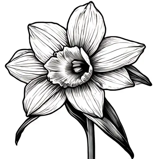 daffodil flower with long stem wrapped tattoo design idea