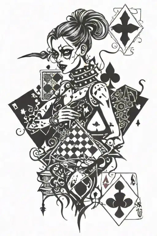 Poker, chess, suicide squad joker harley Quinn, Machinarium game tattoo design idea