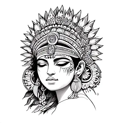 aztec xochiquetzal goddess tattoo using my face made entirely tattoo design idea