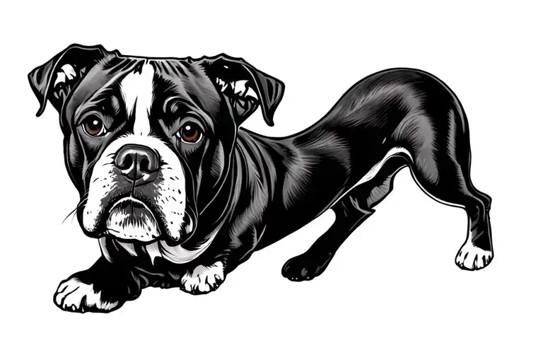 Dog leg with boxer face tattoo design idea