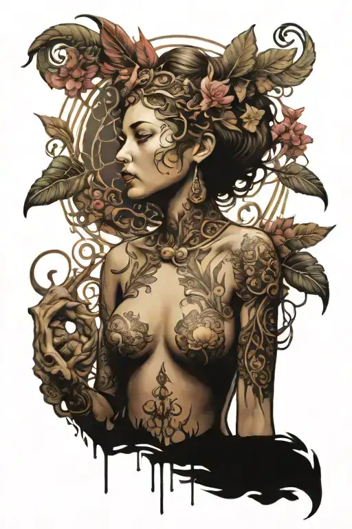 goddess wisdom full body tattoo design idea