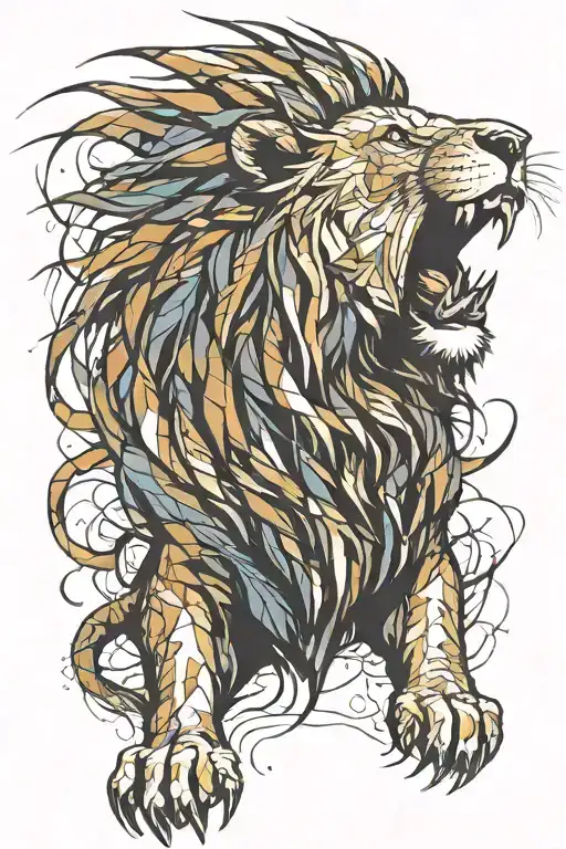 lion roaring tattoo design idea