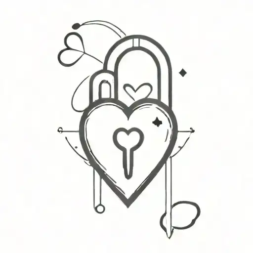 spade and black heart shaped lock design symbolizing tattoo design idea