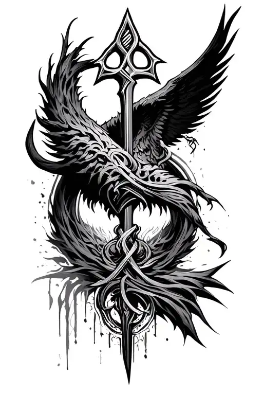 cybersigilism  style tattoo with the reference from Berserk, adding the Brand of Sacrifice in the design tattoo design idea