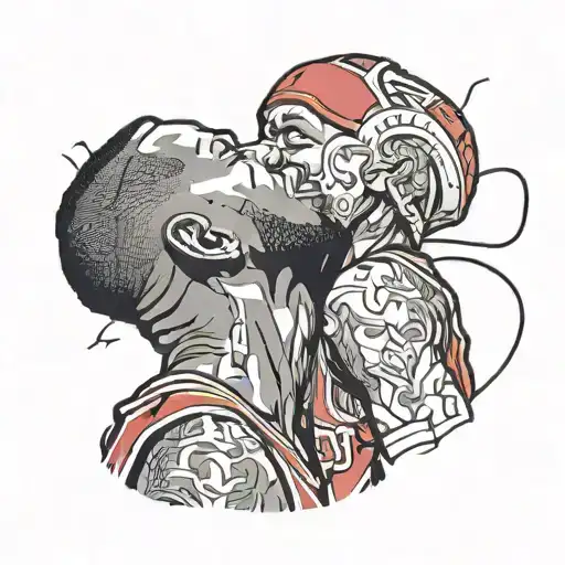 lebron kissing michael jordan tattoo design idea