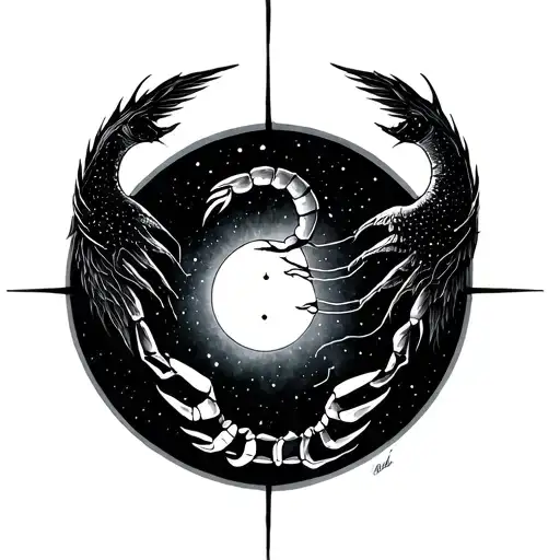 scorpio and Aquarius constellation tattoo design idea