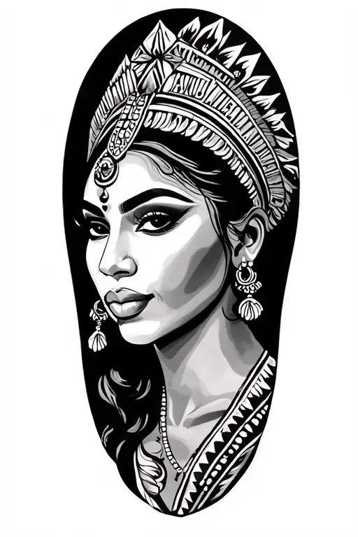 African king and queen tattoo design idea
