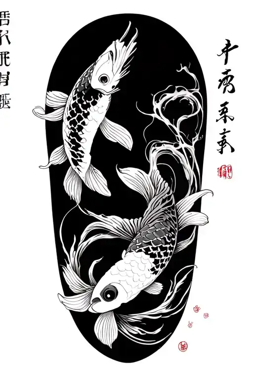 koi sleeve with 'charlotte' in kanji symbols inner bicep tattoo design idea