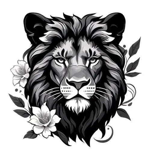 Lion Sagittarius Fleur tattoo design idea