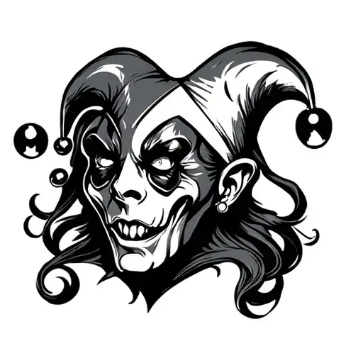 jester tattoo with cybersiglism lines style tattoo design idea