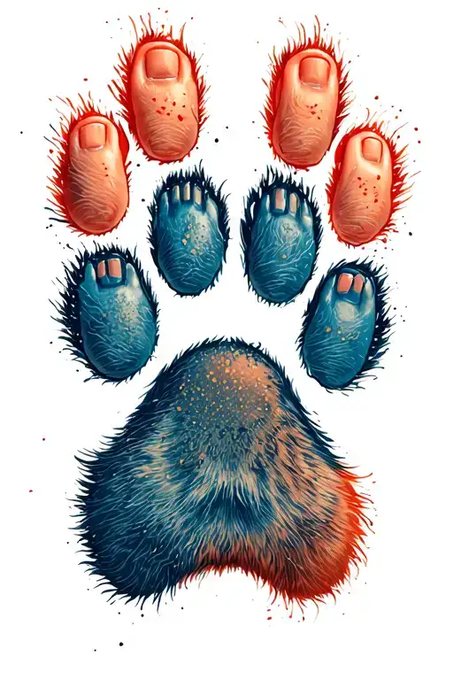 cat paw print outline with freckles and different skin tone toes  tattoo design idea