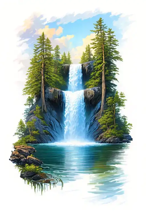 waterfall tattoo design idea