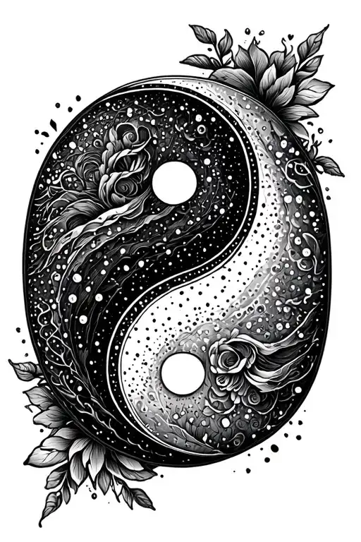 yin yang sign tattoo with love and hate tattoo design idea