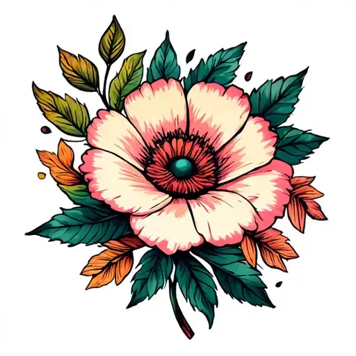 traditional style simple flower flash  tattoo design idea