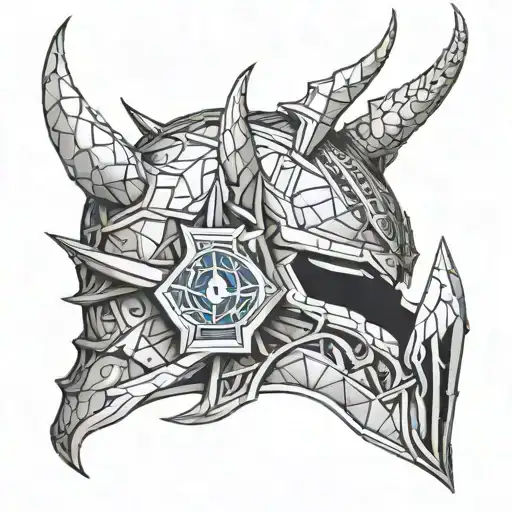lich king helmet front world of warcraft tattoo design idea