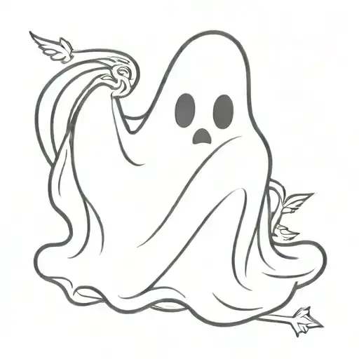 a little ghost in a sheet that represents academia tattoo design idea