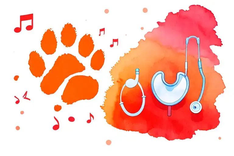 tiny dog paw print, music note, and stethoscope  tattoo design idea