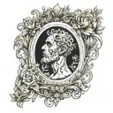 vintage frame, creation of adam, capillaries tattoo design idea