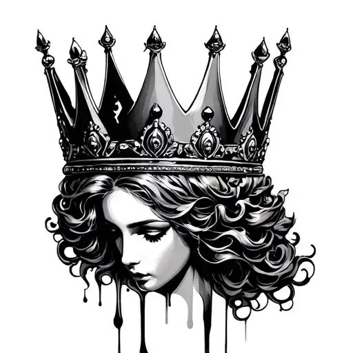 Black melting queen crown tattoo design idea