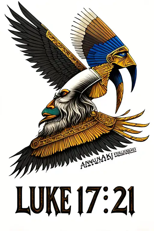 "Luke 17: 21" Annunaki and thoth tattoo design idea