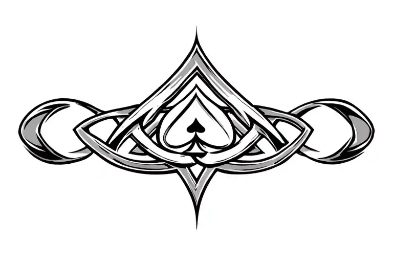 abstract viking tribal knot with ace of spades in middle tattoo design idea