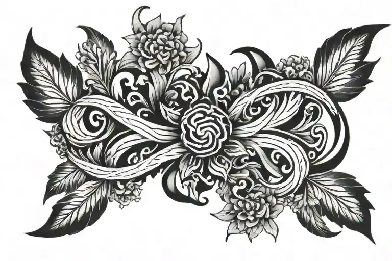 One single open band with two down turned points in the middle tattoo design idea