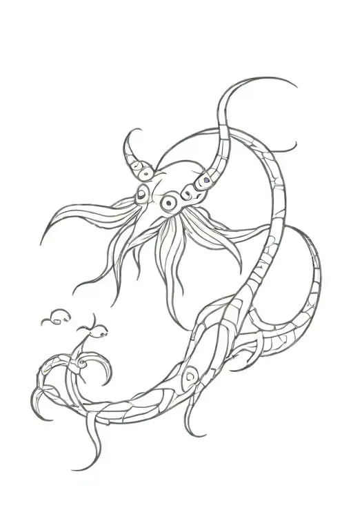 sea ​​product mead which has space instead of tentacles tattoo design idea
