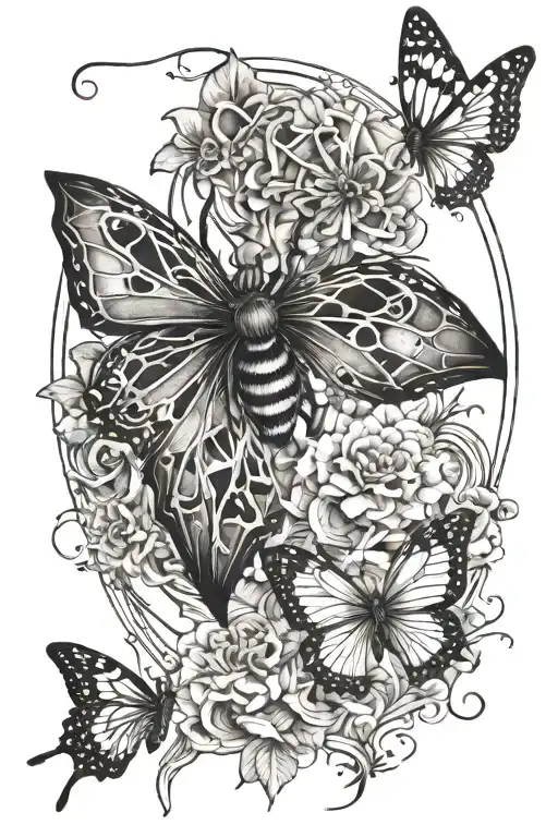 spider and butterfly half of the tattoo design idea