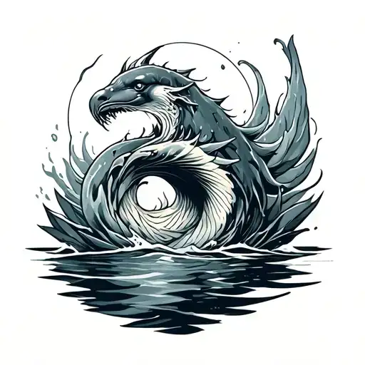 fortitude and strength simple design aquatic tattoo design idea