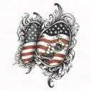 nautical arm sleeve with American flag  tattoo design idea