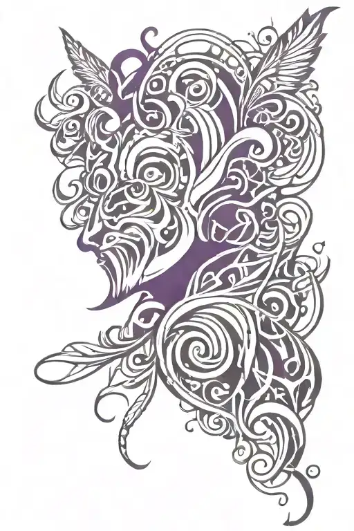 shadow monarch, purple aura Vibrant colors surrounding him tattoo design idea
