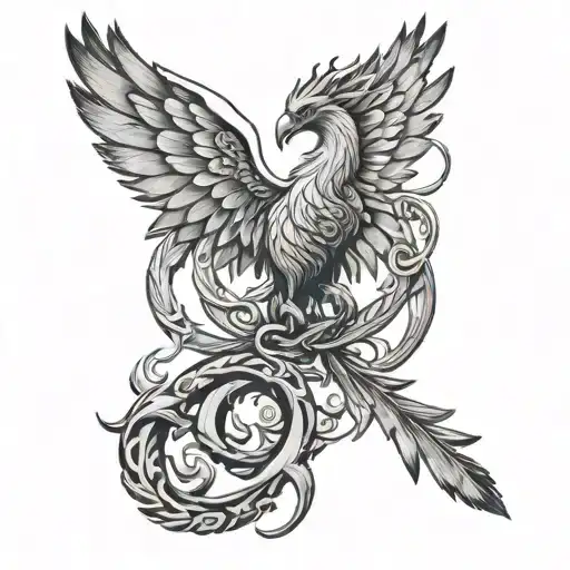 Pheonix with Rod of Asclepius tattoo design idea