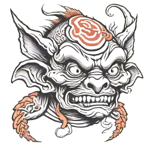 a unique goblin head tattoo design idea