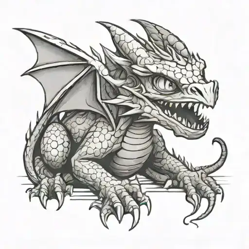 toothless the dragon sketch with roman number 4 underneath  tattoo design idea