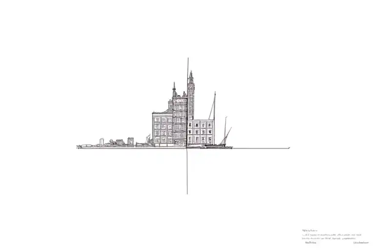 Half of the house of Amsterdam and half of the harbor of Copenhagenaida: the laconic silhouette of the Amsterdam house (narrow facade) tattoo design idea