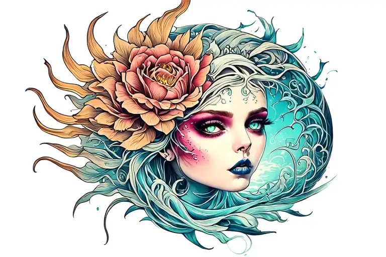 siren evil beautiful tattoo design idea
