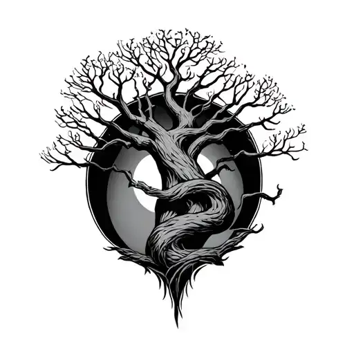 whores are twisted tree tattoo design idea
