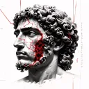  Theseus, cracked face, red thread, labirinth, greek meander tattoo design idea