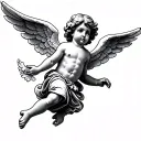 flying cherub angel tattoo design idea